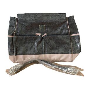 Miche Allison Prima Shell Gray Pink Floral Embossed Faux Leather Bag w Straps
